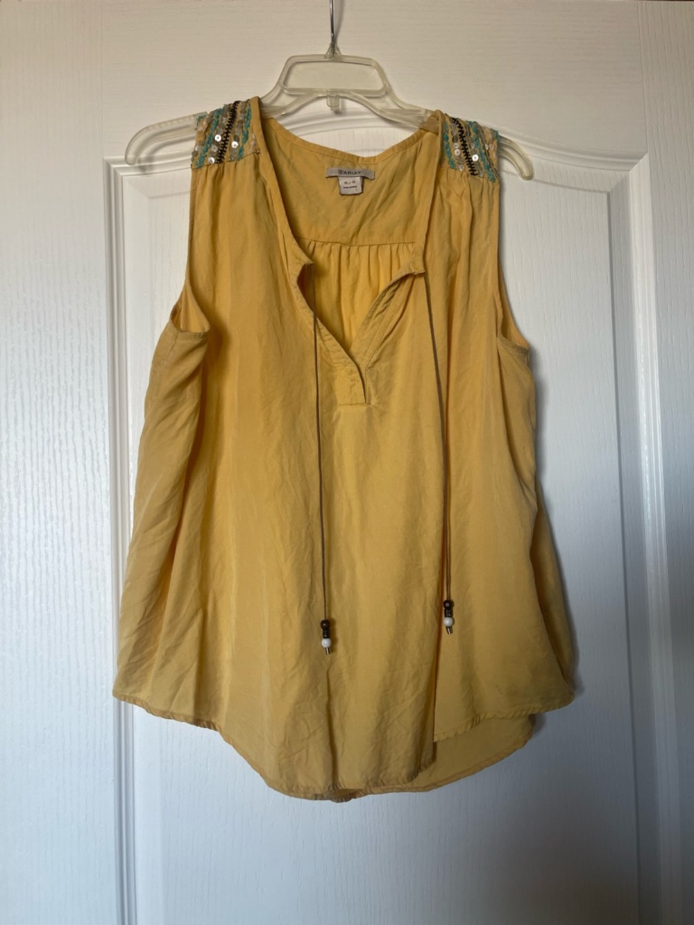 Ariat Yellow Sleeveless Beaded-Shoulder